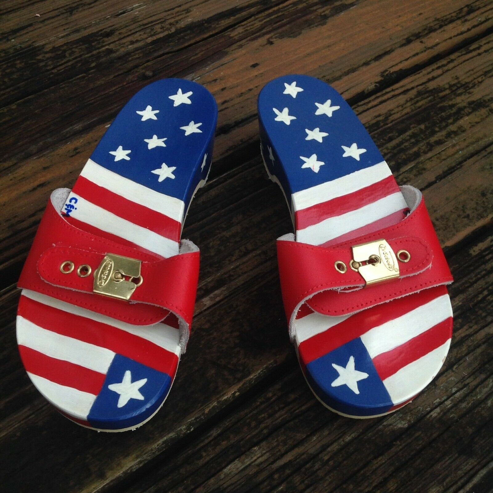 red white & blue sandals