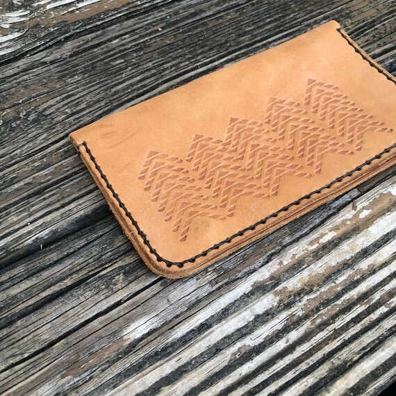 Vintage Tooled Leather Wallet Brown Passport Hold… - image 6