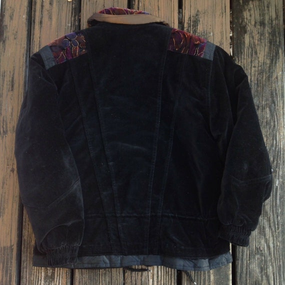 Vtg Current Seen Black Velvet Puffy Jacket Sz M 8… - image 4