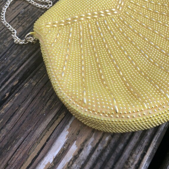 Vtg Yellow Gold Corde Art Deco Bead Purse Evening… - image 8