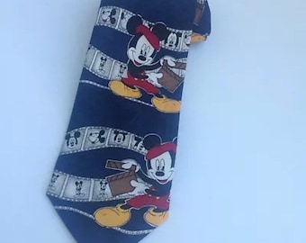 Mickey Unlimited Disney Mickey Mouse Movie Film Strip Black Tie Polyester Vintage 80s 90s Vtg 1980s 1990s