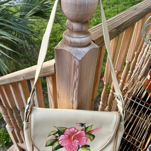The Original Florida Keys Pink Hibiscus Floral Purse Handbag Shoulder Bag Vtg 70s 80s Vintage 1970s 1980s image 2