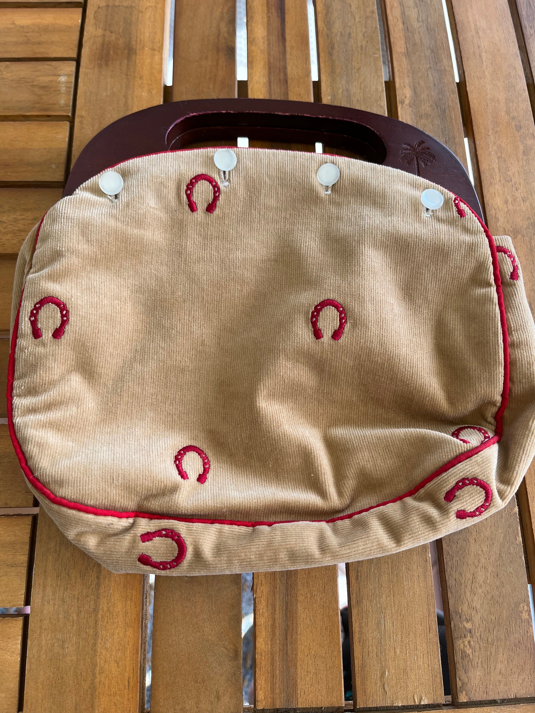 80s purse with wooden handles hot sale