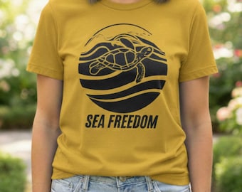 Sea Turtle PNG Clipart, Ocean Waves Art, T-Shirt Design (Digital Download)