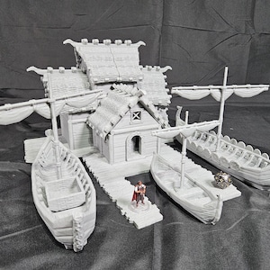 Small Viking Port DND, Wargames Tabletop Terrain