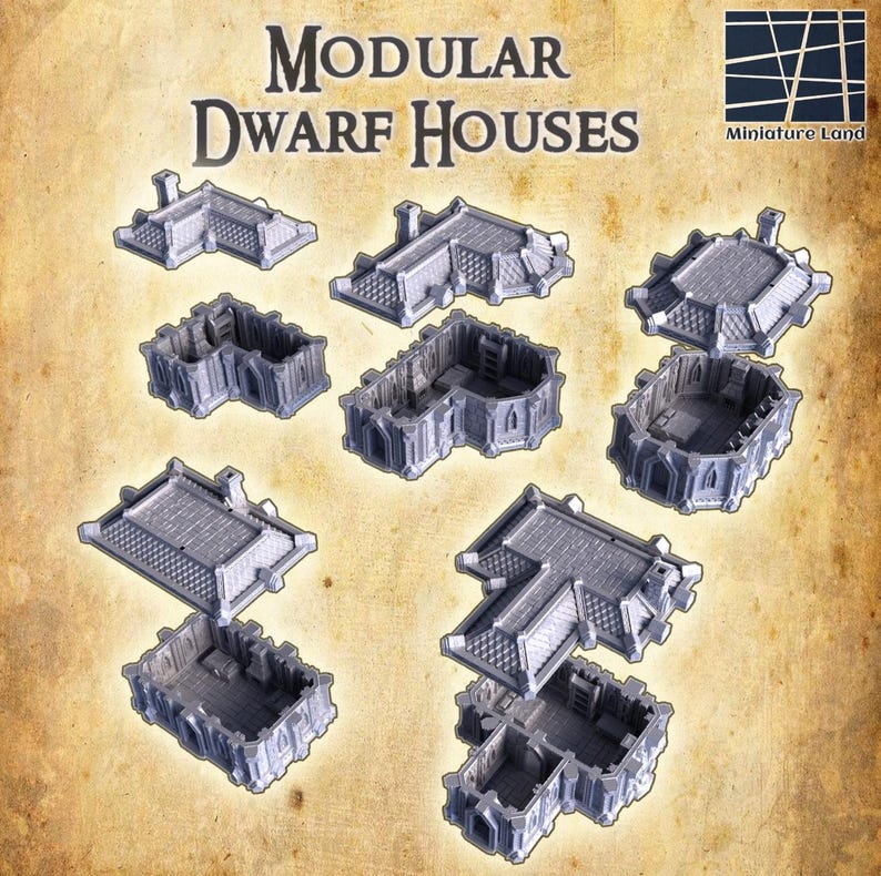 Modular Dwarven Houses Tabletop Terrain 28mm - Etsy
