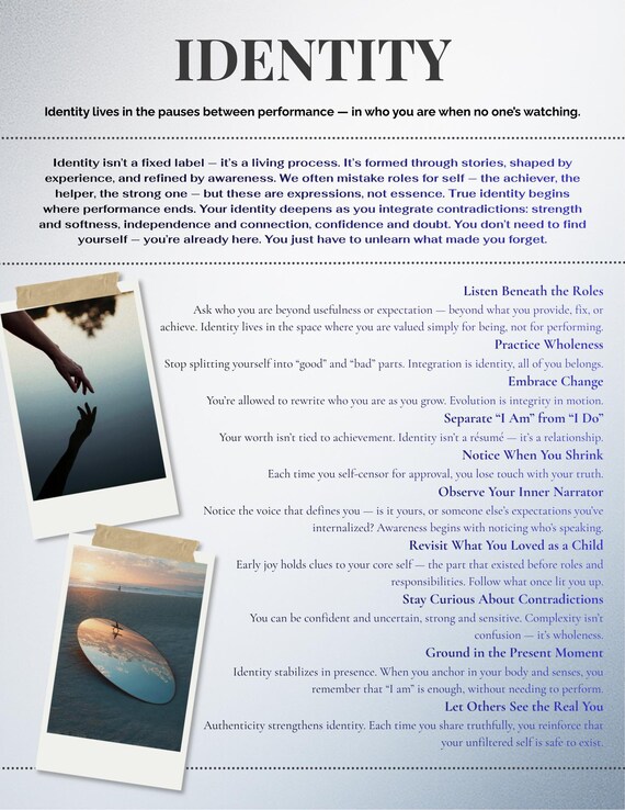 Identity | Printable Identity Guide | Self-Help | Personal Growth | Digital Download PDF