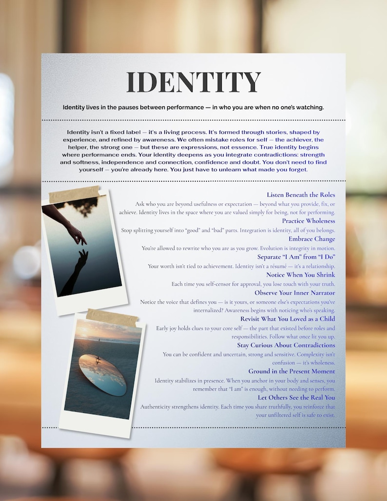 Identity | Printable Identity Guide | Self-help | Personal Growth ...