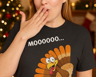 おもしろい七面鳥のモー感謝祭ユニセックスTシャツ、ノベルティホリデーシャツ