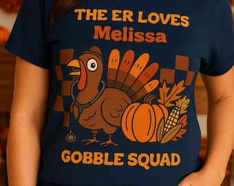 Personalized ER Thanksgiving Shirt, Nurse Turkey Tee