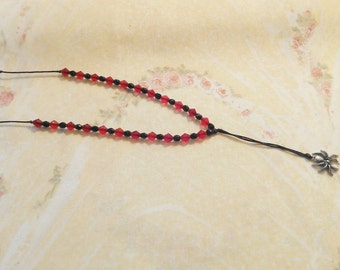 Red and Black Bead with Spider Necklace