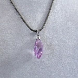 Beautiful Sterling Silver with Purple Stone / Amethyst on Dark Silver Chain Necklace