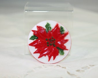 Sweet Older Plastic Poinsettia Christmas Pin