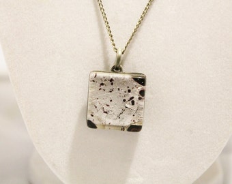Glass Tile Style Necklace With Foil Look