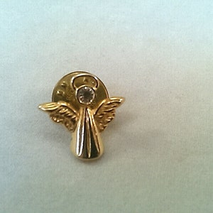 Vintage Rhinestone and Gold Tone Angel Pin / Brooch - Signed CAMCO