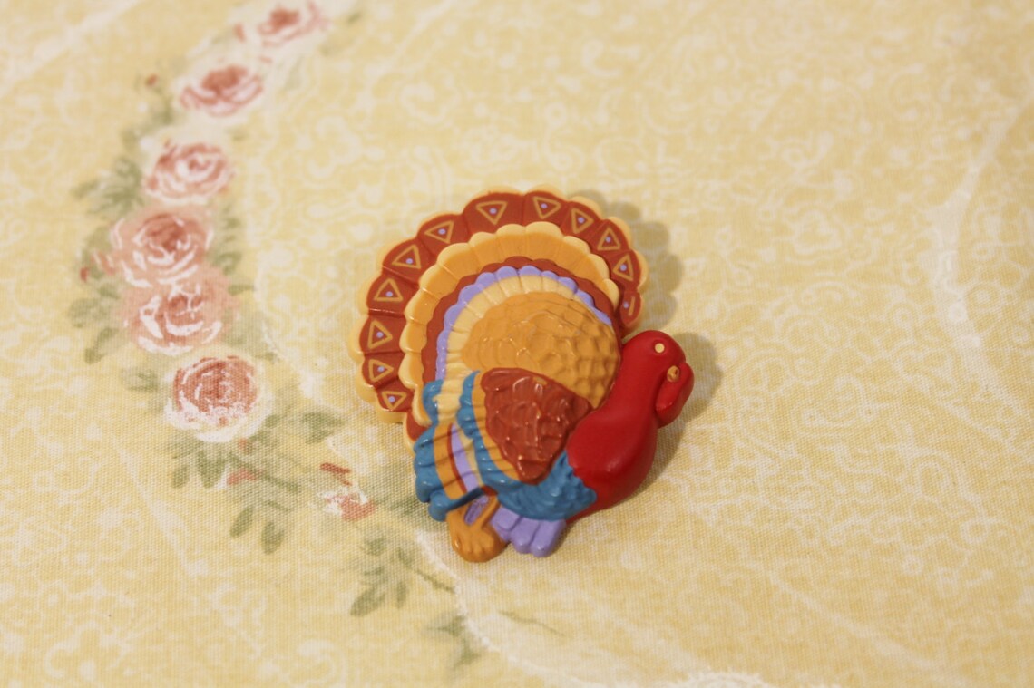 Older Plastic Thanksgiving Turkey Pin / Brooch Hallmark Etsy