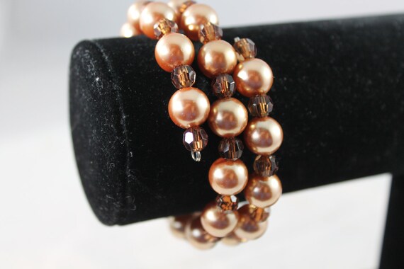 Beautiful Amber Color Faux Pearl and Plastic Bead… - image 4