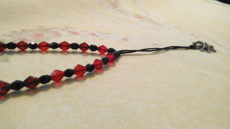 Red and Black Bead with Spider Necklace image 4