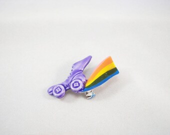 Vintage Purple Skate with a Rainbow Pin / Brooch