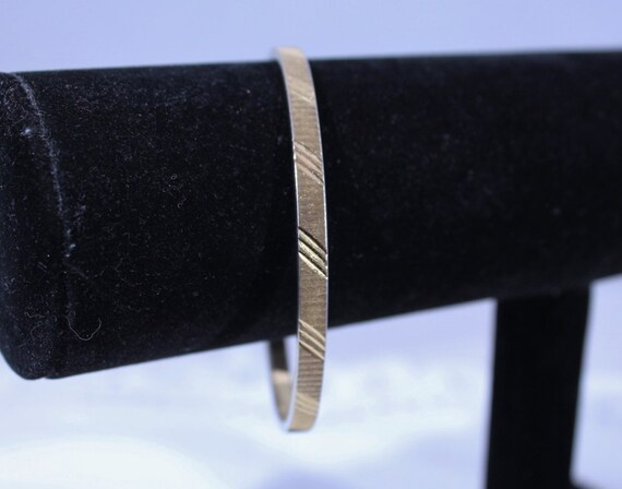 Nice MONET Gold Tone With Etched Loop Bangle Brac… - image 3