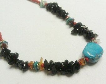 Multi - Stone and Bead with Turqouise Necklace - Nice