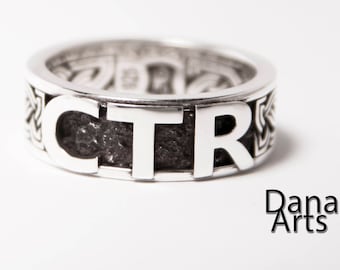 CTR Ring Celtic Knot band in Sterling silver