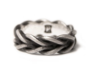 Under Over Twist ring, braided band, Celtic twisted jewelry - in sterling silver