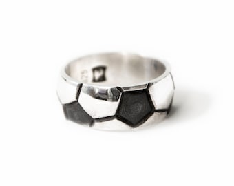 Soccer Ball Ring – Sterling Silver