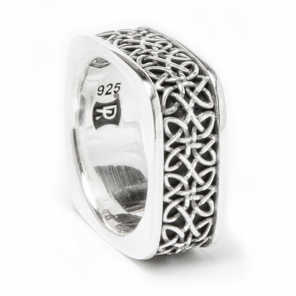 Celtic Knot flower Square Band - in sterling silver