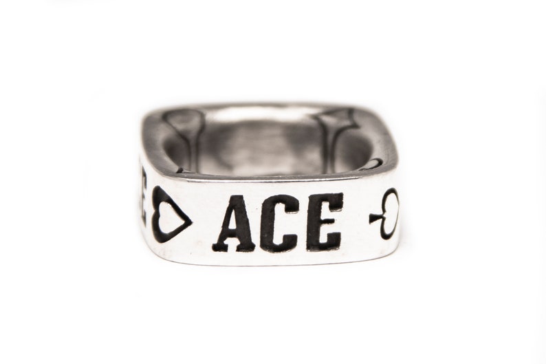 in sterling silver Ace Square Ring