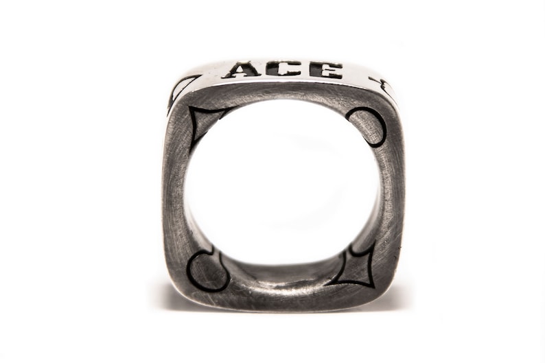 in sterling silver Ace Square Ring