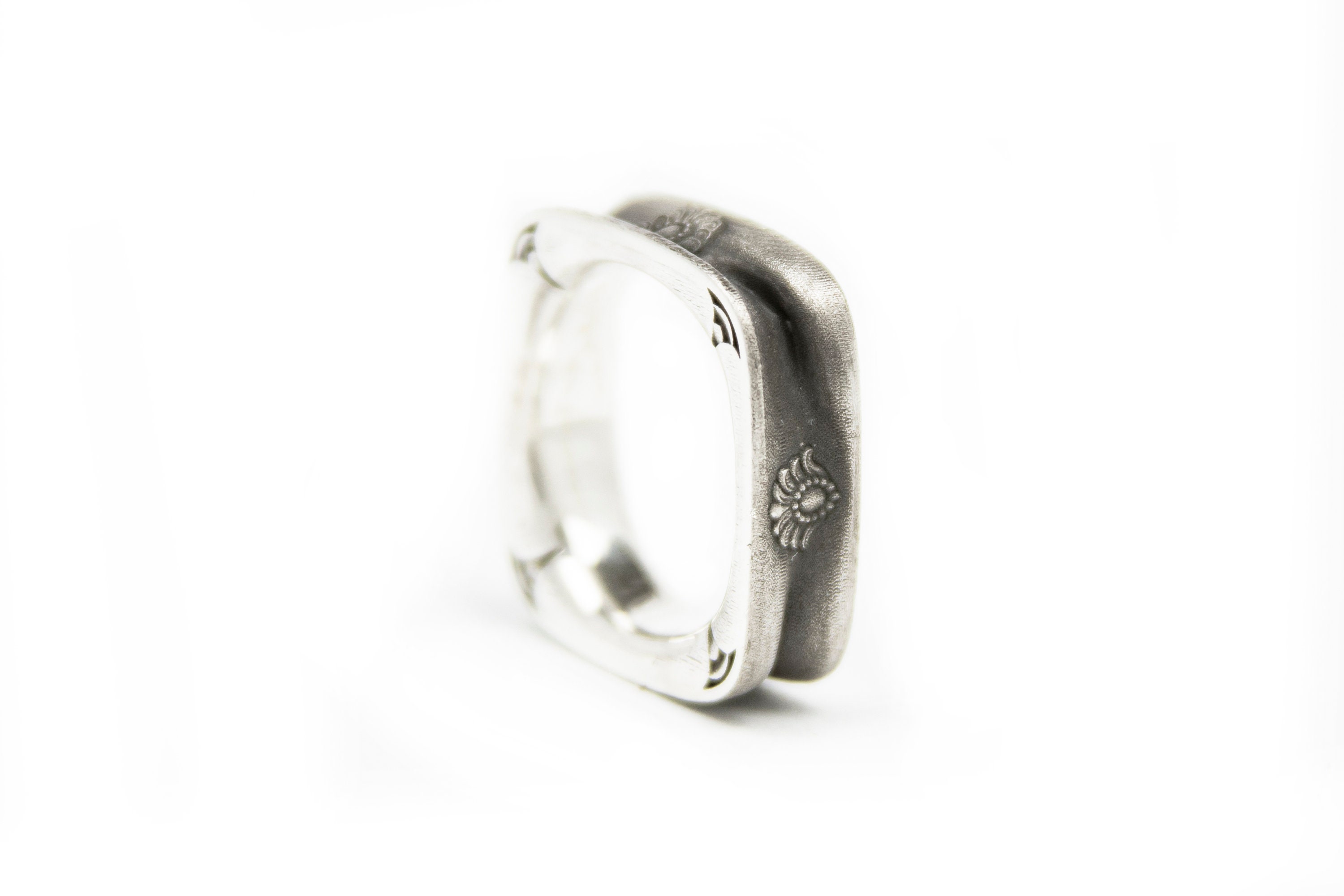 Square Greek Warped Ring in Sterling Silver - Etsy
