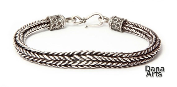 Handmade Sterling Silver Woven Bracelet: Tapered … - image 1