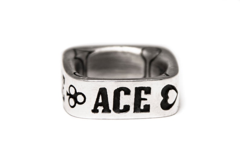 in sterling silver Ace Square Ring