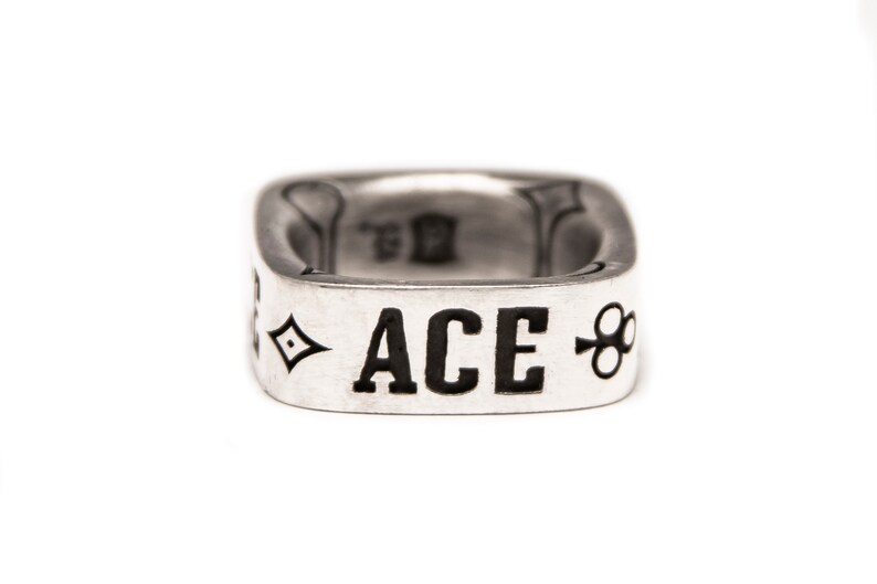 in sterling silver Ace Square Ring