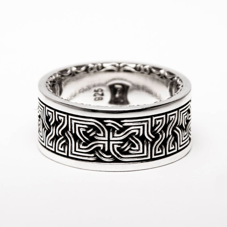 Celtic Knot Decorative Edge Wide Band Sterling Silver - Etsy