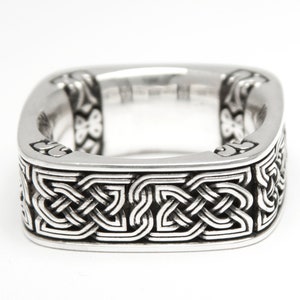 Square Celtic Knot Ring With Patterns in Sterling Silver - Etsy