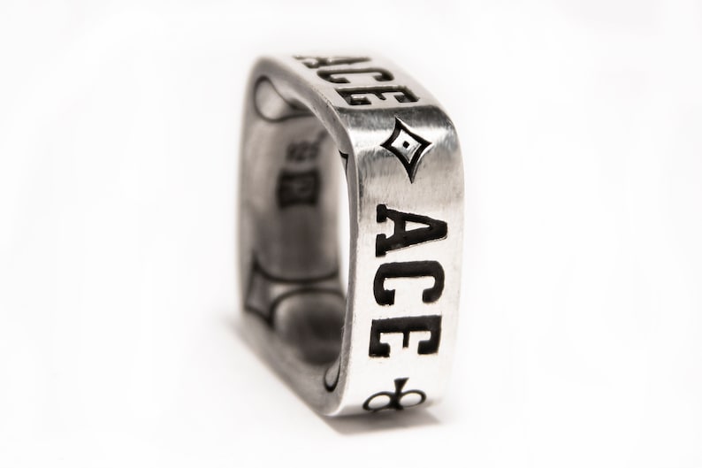 in sterling silver Ace Square Ring