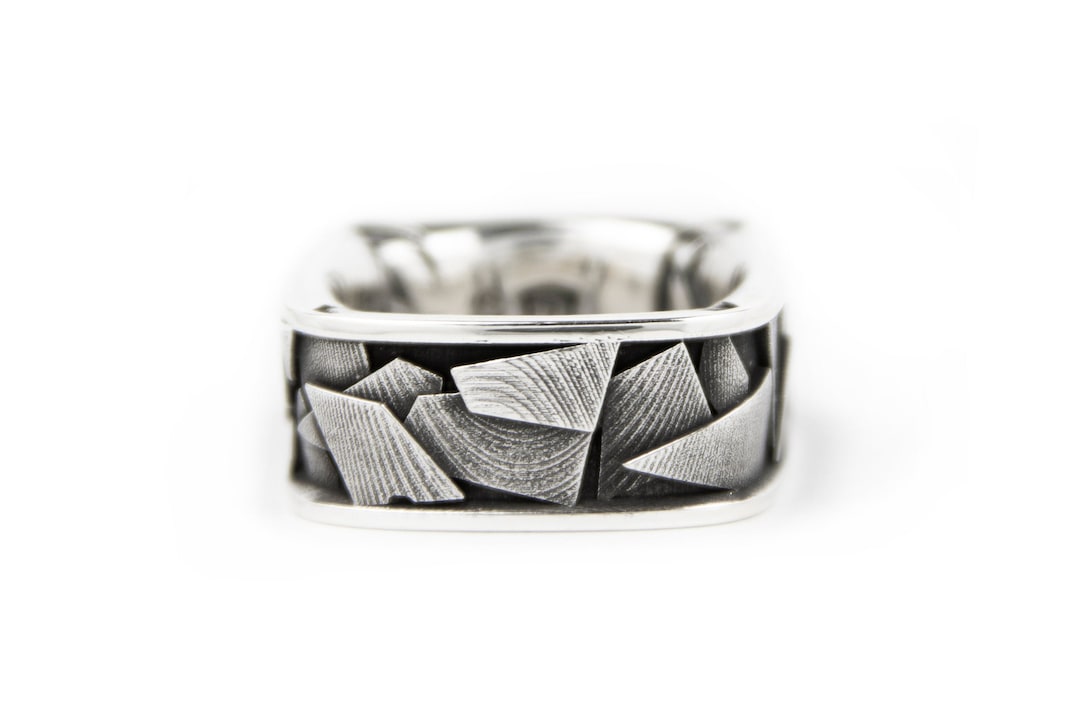 Quarter Ridges Ring Quadrilaterals Ring – Tilting & Stacked Squares in Sterling Silver - Etsy