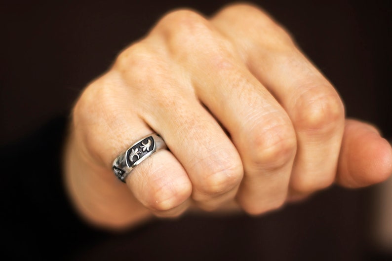 Opposites Attract flower leaf ring in sterling silver image 4