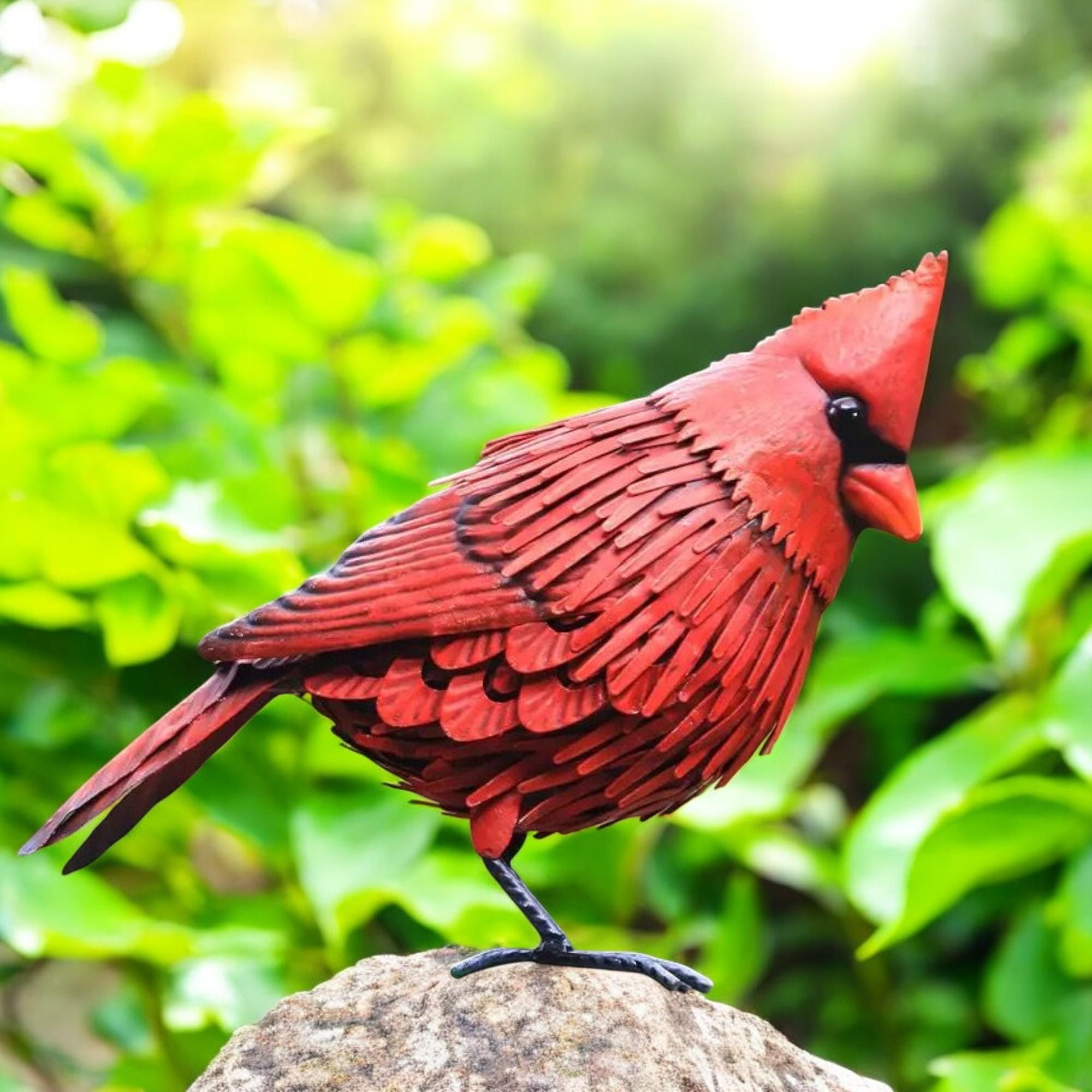 Cardinal Bird Ornament, Resin Red Bird Garden Decor, Outdoor Yard