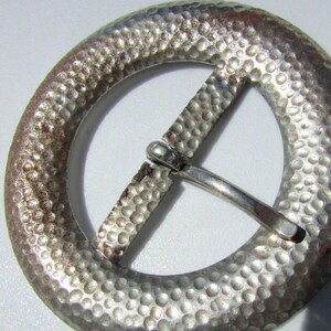 Art Deco Belt Buckle Antique Repousse Dots Round Silver Clip