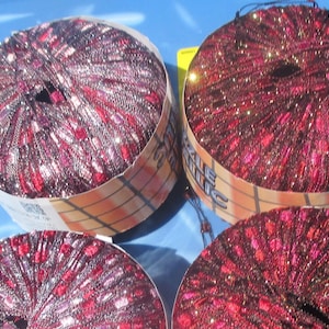Knitting Fever Dazzle Metallic Yarn Lot Pinks Reds