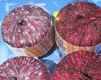 Knitting Fever Dazzle Metallic Yarn Lot Pinks Reds