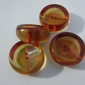 Art Deco Bakelite Buttons Chunky Transparent Prystal Apple Juice Root Beer Amber, Simichrome Tested