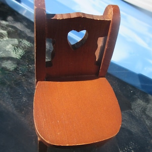Dollhouse Chair Hand Carved Heart Miniature Furniture Rustic Country Home MCM image 1