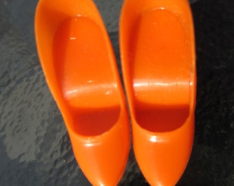 Vintage Barbie Shoes Closed Toe Pumps Orange Original Japan Mattel 1960's