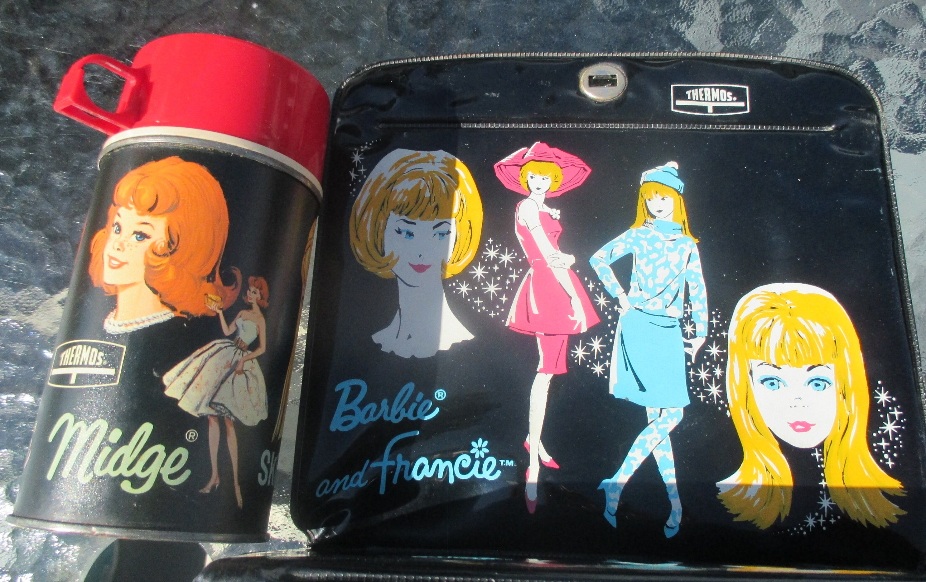Vintage Barbie Doll Lunch Box Vinyl Case Thermos Rare Francie American Girl Mattel 1965 Original - Etsy Vintage Barbie Doll Lunch Box Vinyl Case Thermos Rare Francie American Girl Mattel 1965 Original - Etsy