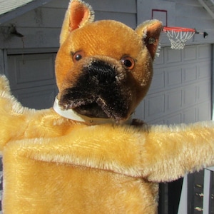 Steiff Boxer Bulldog Hand Puppet 1950s Germany Rare Mid Century