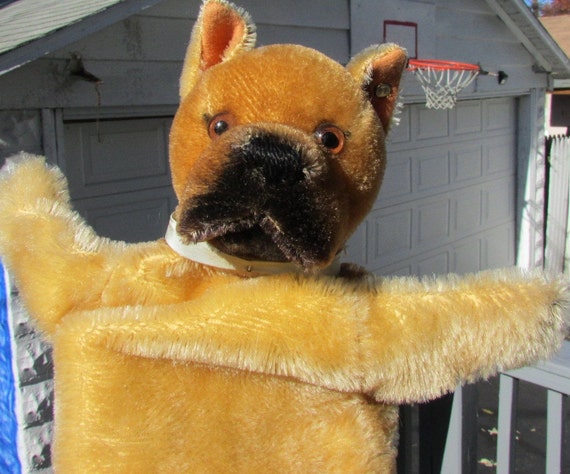 Steiff Boxer Bulldog Hand Puppet 1950s Germany Rare Mid